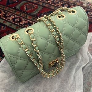 Pestle green quilted classic bag